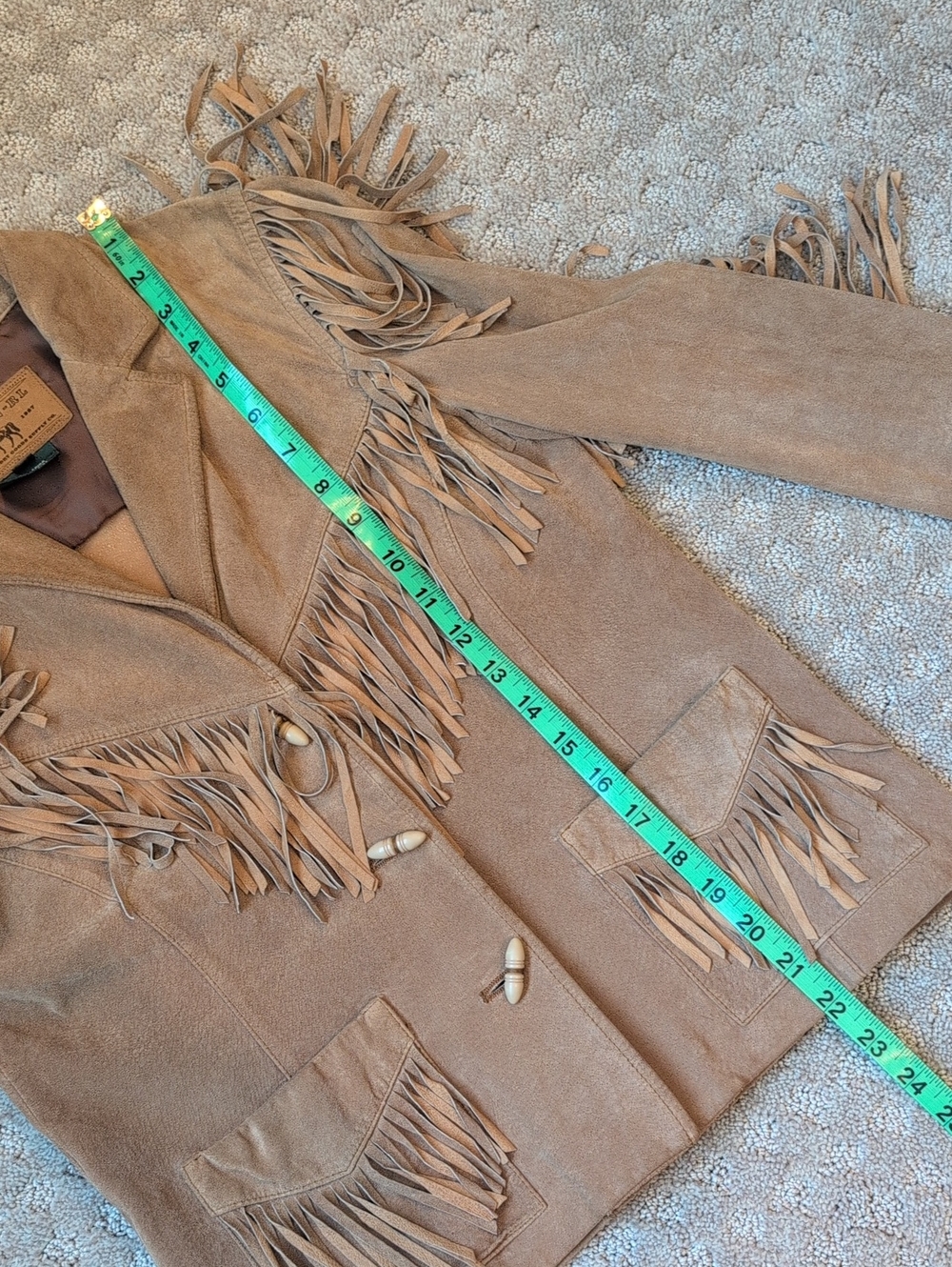 Vintage Ralph Lauren Tan Suede Fringe Leather Jacket - Picture 5 of 13